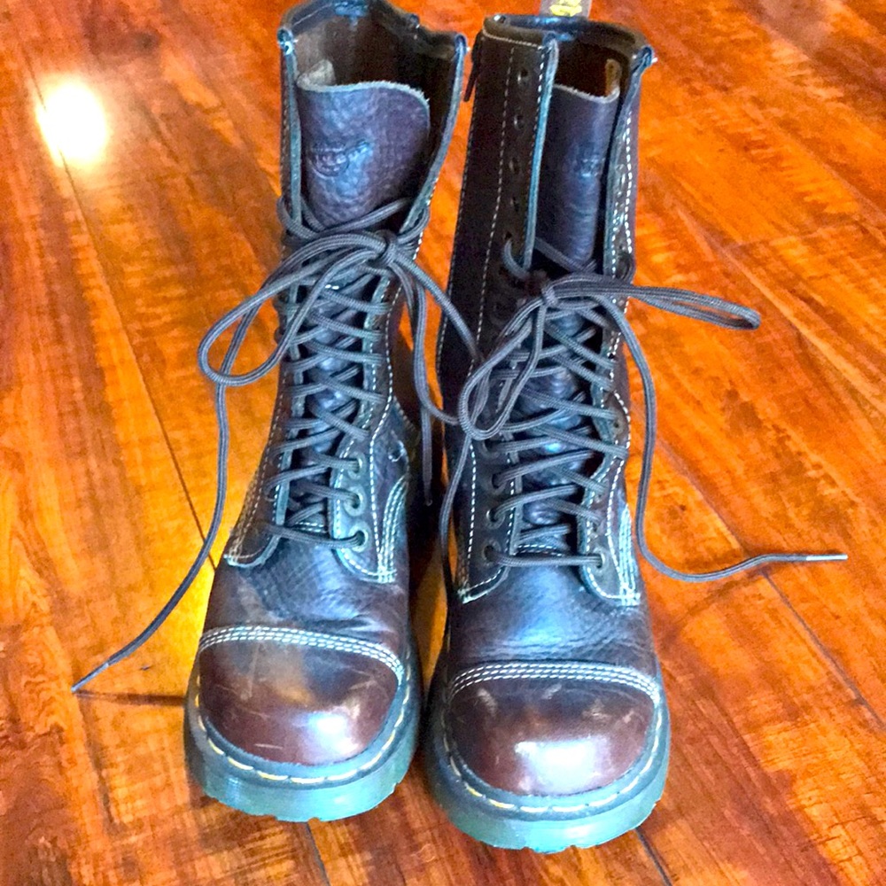 Brown zip dr marten boots